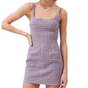 BDG URBAN OUTFITTERS Mini Dress Size XS Purple‎ Beige Plaid Textured Sundress